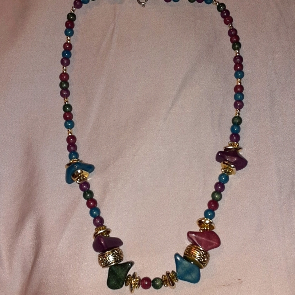 Park Lane Burgandy purple and turquoise necklace